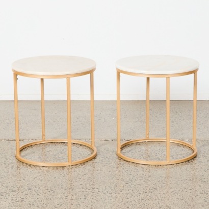 A Pair of Marble-Topped Side Tables