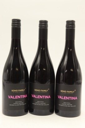 (3) 2023 Soho Valentina Carter Vineyard Syrah, Waiheke Island