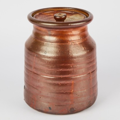 A Large Ian Smail Water Jar In A Deep Red Shino
