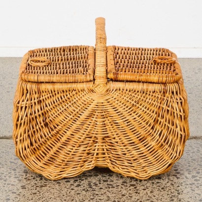 A Large Cane Picnic Basket