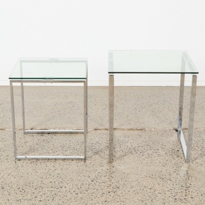 A Pair Of Mid-Century Chrome/Glass Tables