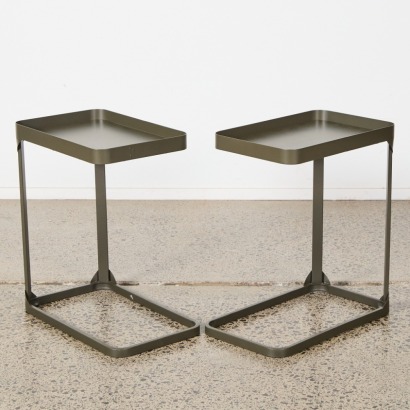 A Pair of Industrial Metal Side Tables