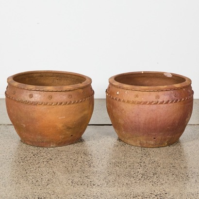 A Pair Of Monumental Earthenware Planters