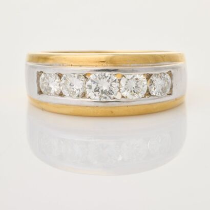 18ct Yellow / White Gold, Handmade, Modern, 1.50ct Diamond Ring