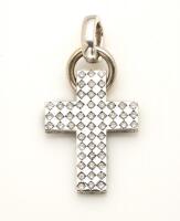 A diamond cross, the top and sides each of 0.05 carat, with enhancer. 18ct gold. Weight 5.1 grams. Length30mm. 