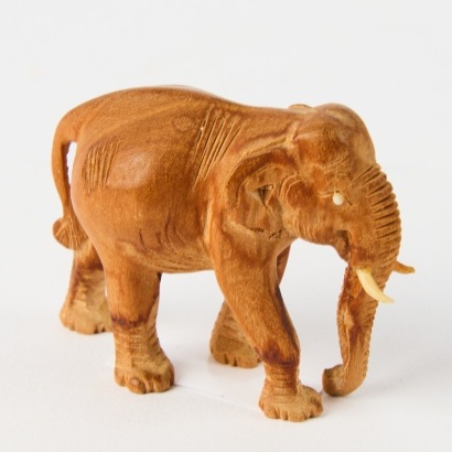 A Wood Netsuke of an Elephant