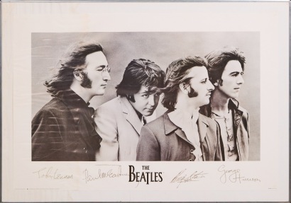 A Large The Beatles Framed Signature Lithograph Poster A/F