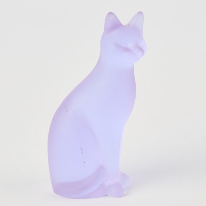 An Amethyst Cast Glass Cat