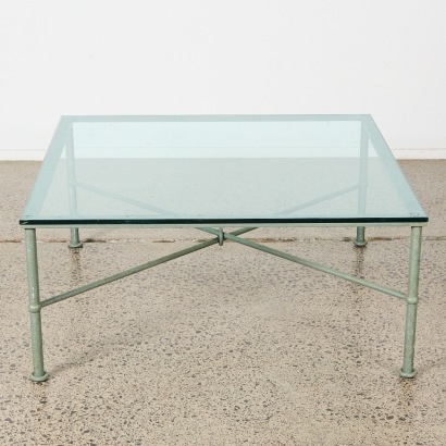 A Contemporary Steel And Glass Coffee Table