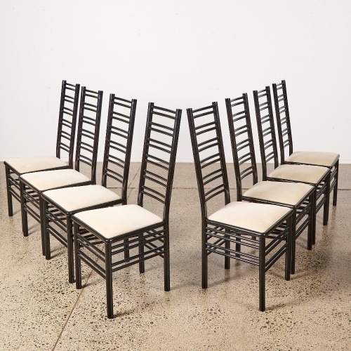 A Suite of Eight Charles Rennie Mackintosh Style Ladder Back Chairs