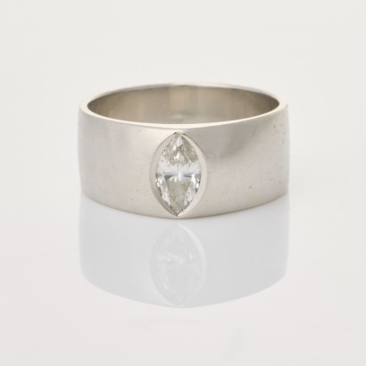 Platinum, Michael Couper, .60ct Marquise Cut Solitaire Diamond Ring