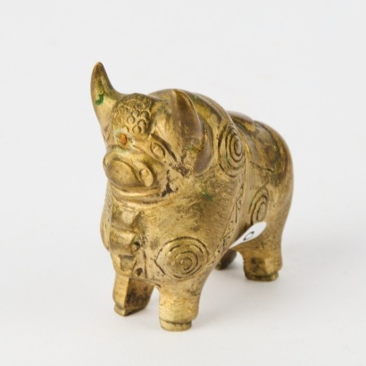 A Vintage Solid Brass Bull