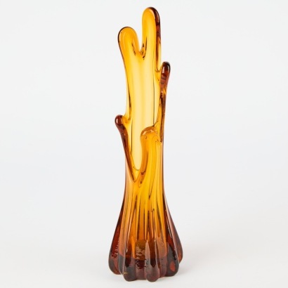 An Amber Mid Century Finger Vase