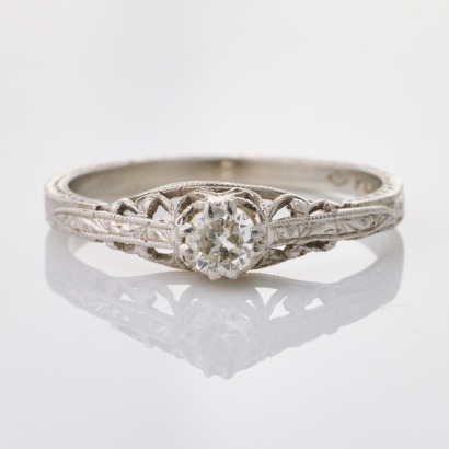 Platinum, Vintage, .15ct Diamond Solitaire Ring