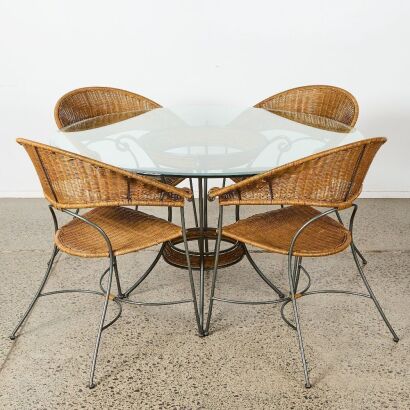 A Rattan Five Piece Dining Setting