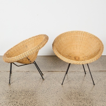 A Pair of John Crichton Blind Foundation Rattan Cane Easy Chairs
