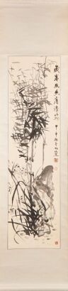 A Chinese Ink Painting of Orchids and Bamboo