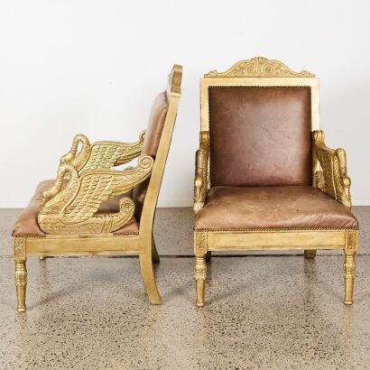A Pair of Antique Chrome Style Chairs