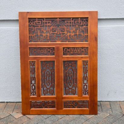 A Chinese Wood Carved Window Panel with Wooden Frame