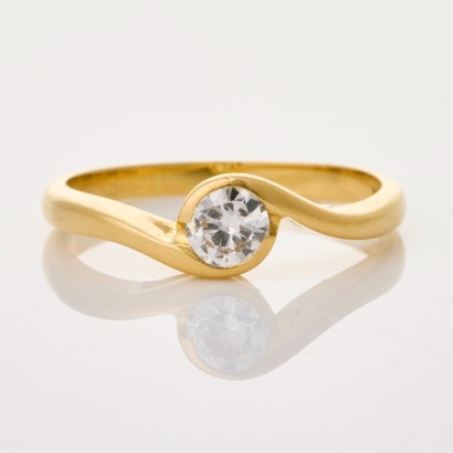 18ct Yellow Gold, .33ct Diamond Solitaire Ring