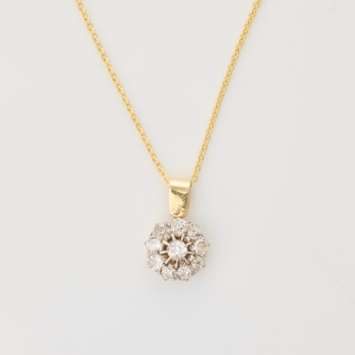 15ct - 18ct Yellow / White Gold, 1.10ct Diamond Pendant on 45cm Gold-tone Chain