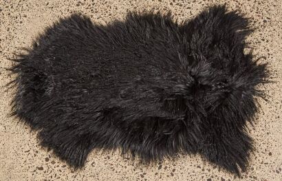 A Black Tibetan Lamb Rug