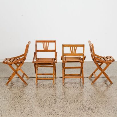 A Set of Four Vintage Czechoslovakian Children's Folding Chairs