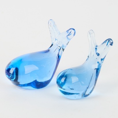 A Pair of Whale Glass Ornaments