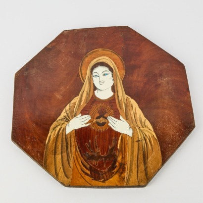 A Marquetry Depicting Immaculate Heart Of Mary