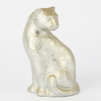 A Metal Look Cat Figure