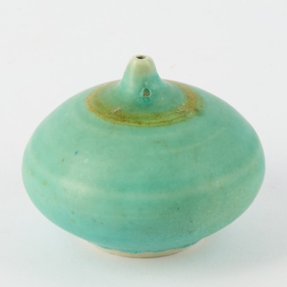 A Patti Meads Squat Vase In A Green Glaze