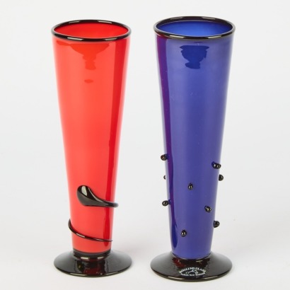 A Pair Of Hoglund Glass Vases
