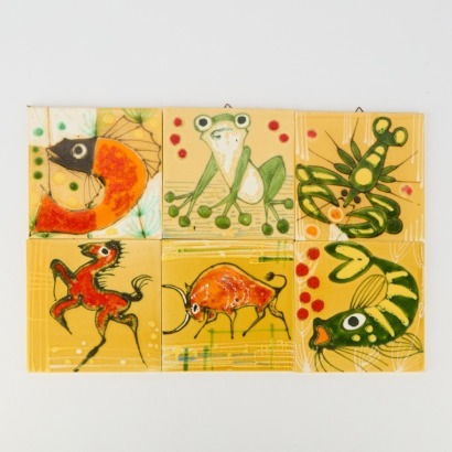A Set Of Six Mid-Century Animal Tiles