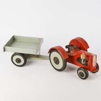 A Wonderful Folk Art Tractor & Trailer Toy