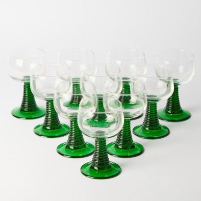 A Set Of Ten Vintage French Beehive Wine Glasses
