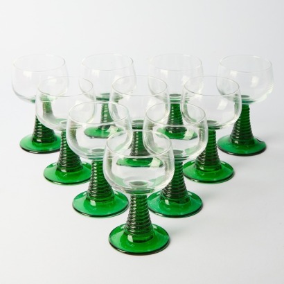 A Set of 10 French Beehive Wine Glasses