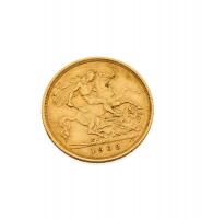 A gold sovereign, the half sovereign dated 1908, Sydney Mint. Weight 4 grams. 