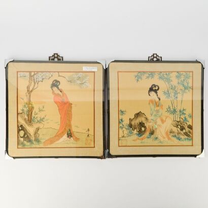 A Set of Two Chinese Court Lady Paintings