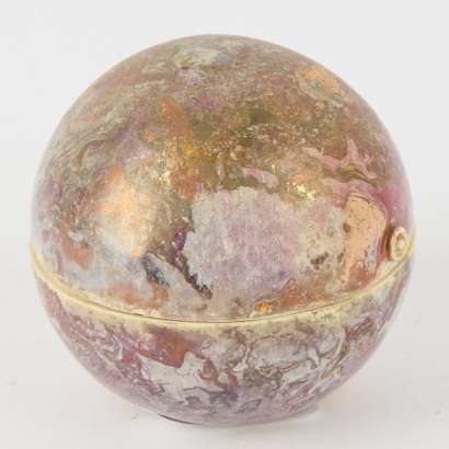 A Patti Meads Spherical Porcelain Trinket Box In A Lustre Glaze