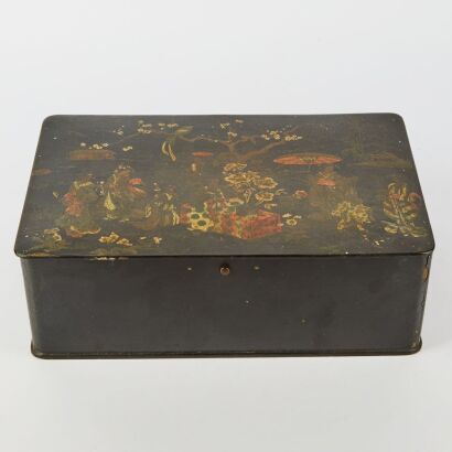An Early 20th Century Japanese Black Lacquer Gilt &lsquo;Figural&rsquo; Rectangular Box