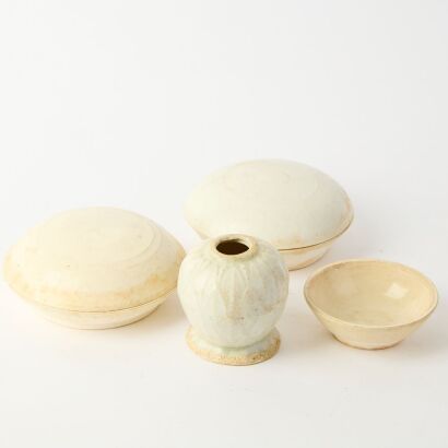 A Group of Four Chinese Song Dynasty White-glazed Items