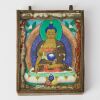 A Chinese Qing Dynasty Small Thangka of Buddha with Metal Frame
