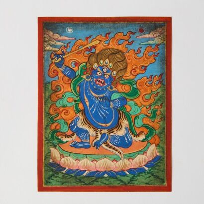 A Chinese Qing Dynasty Small Thangka of Vajrapani