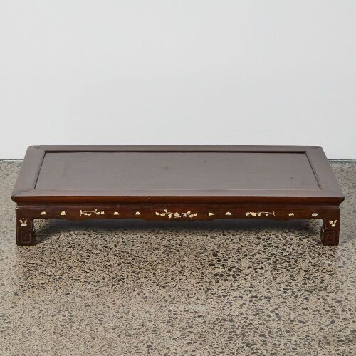 A Chinese Hardwood and Mother-of-Pearl Inlaid Rectangular Low Table
