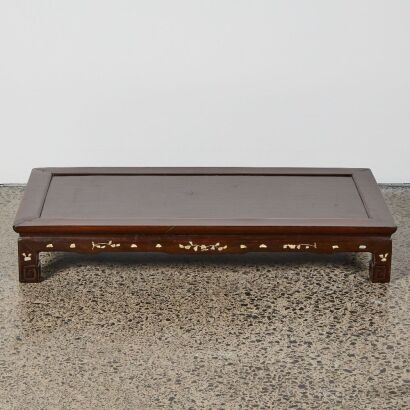 A Chinese Hardwood and Mother-of-Pearl Inlaid Rectangular Low Table