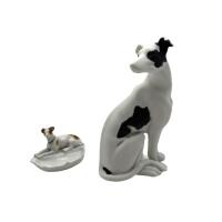 Two Porcelain Dog Ornaments