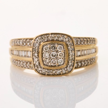 9ct Yellow Gold, 0.39ct Diamond Cluster Ring