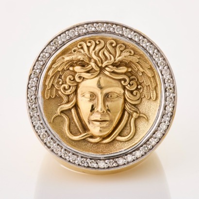 9ct Yellow Gold, 0.56ct Diamond Medusa Signet Ring