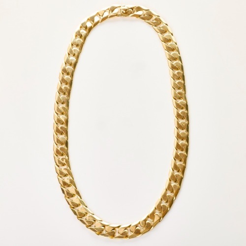 9ct Yellow Gold, 63cm Bevelled Curb Link Chain Necklace