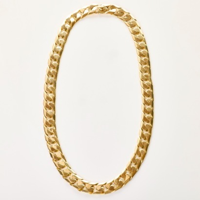 9ct Yellow Gold, 63cm Bevelled Curb Link Chain Necklace